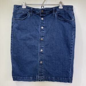 Universal Thread Denim Skirt Women’s Size 16 Blue Snap Front & Back Pockets